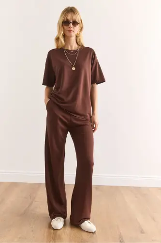 Woman Bitter Coffee Bottom Pocket Pants Top T-shirt Jewelry - 4