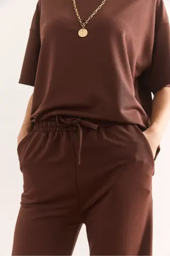 Woman Bitter Coffee Bottom Pocket Pants Top T-shirt Jewelry - 7