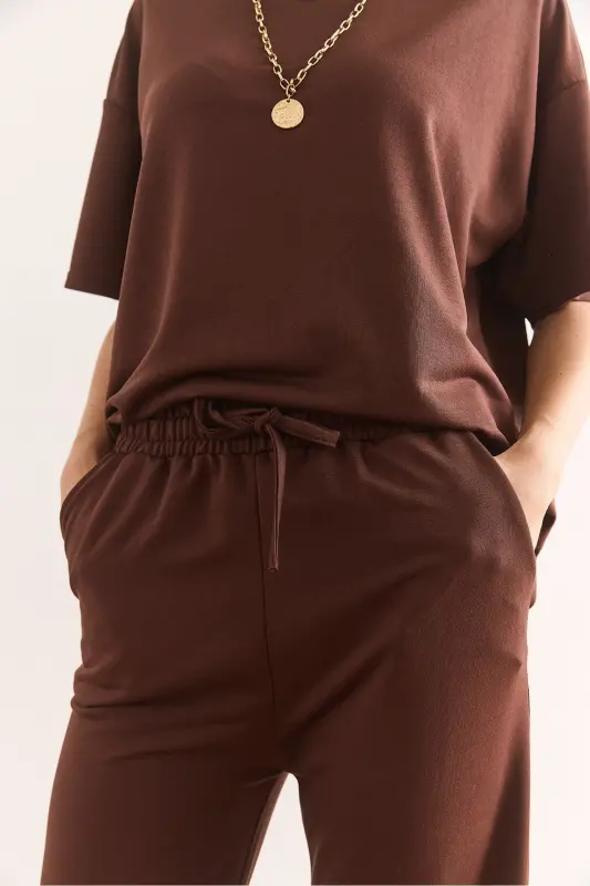 Woman Bitter Coffee Bottom Pocket Pants Top T-shirt Jewelry - 7