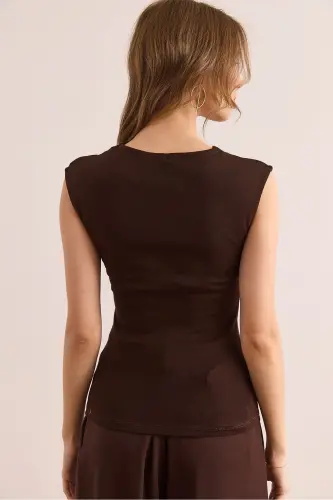 Woman Bitter Coffee Drop Decollete Shoulder Detailed Cotton - OLALOOK (1)