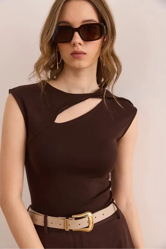 Woman Bitter Coffee Drop Decollete Shoulder Detailed Cotton - 3