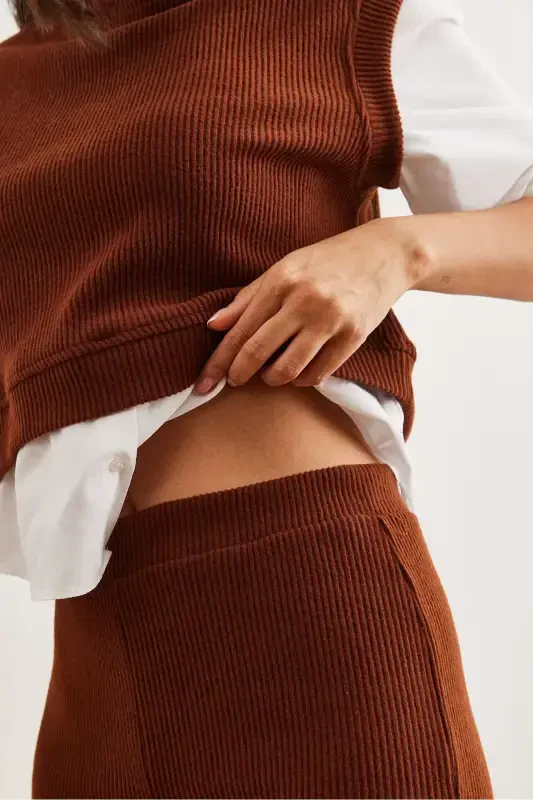 Woman Bitter Coffee Top Shirt Detailed Blouse Bottom Spanish - 7