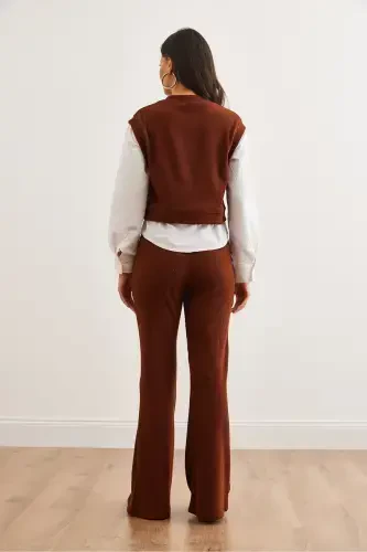 Woman Bitter Coffee Top Shirt Detailed Blouse Bottom Spanish - 8