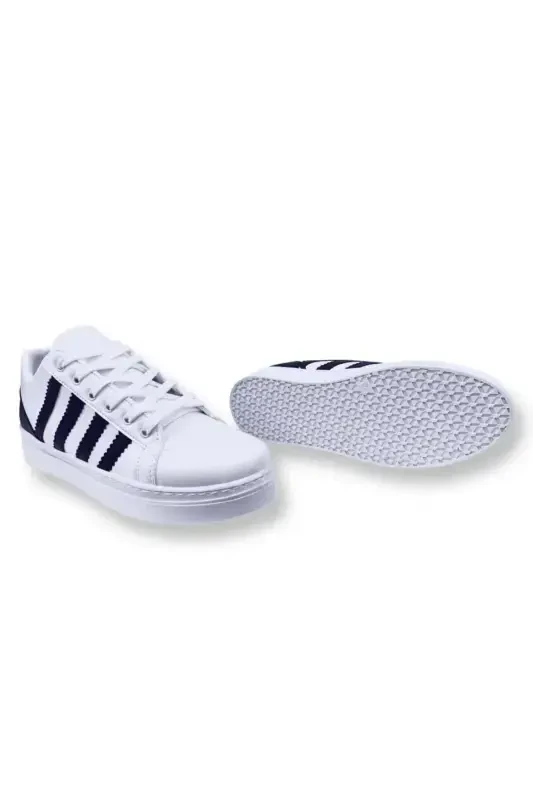 Woman Black and White Striped Sneakers - 2