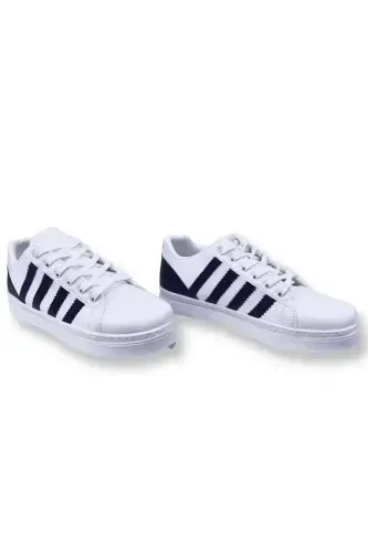 Woman Black and White Striped Sneakers - 3
