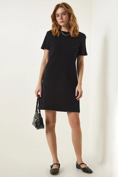 Woman Black Bicycle Collar Casual Knitted Dress OW00 - HAPPINESS İSTANBUL (1)