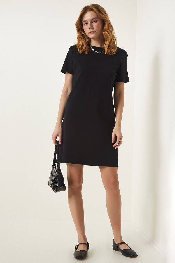 Woman Black Bicycle Collar Casual Knitted Dress OW00 - 2