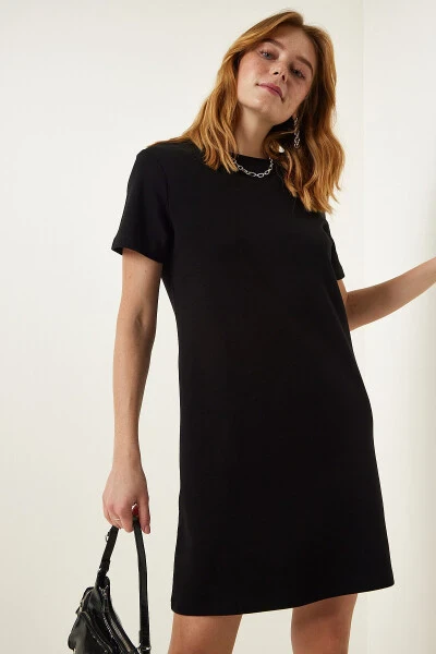 Woman Black Bicycle Collar Casual Knitted Dress OW00 - 3