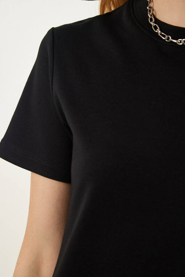 Woman Black Bicycle Collar Casual Knitted Dress OW00 - 4