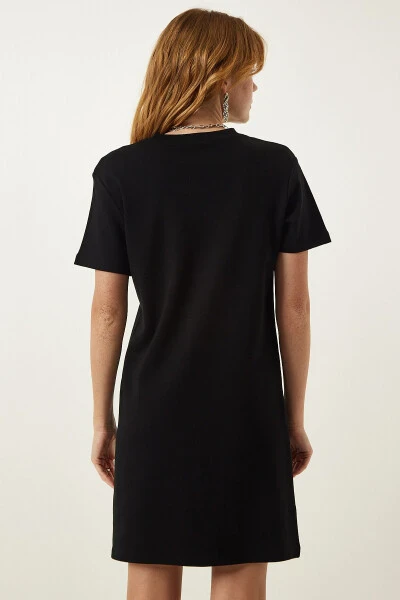 Woman Black Bicycle Collar Casual Knitted Dress OW00 - 5