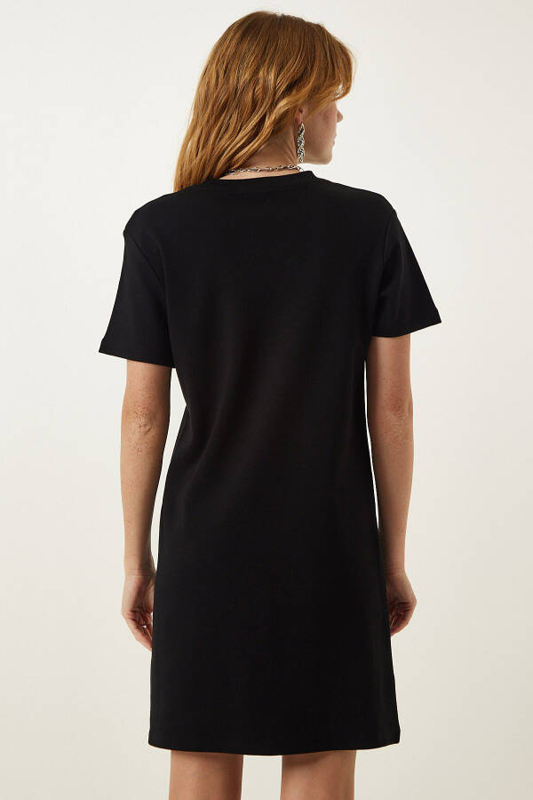 Woman Black Bicycle Collar Casual Knitted Dress OW00 - 5