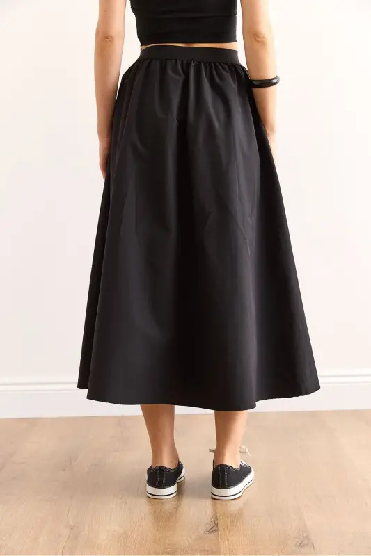 Woman Black Black Belted Slit Front Lace-up Mi - 6