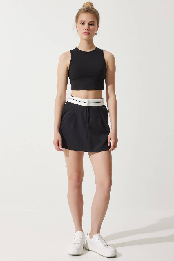 Woman Black Contrast Trim Knit Skirt UB00272 - 4