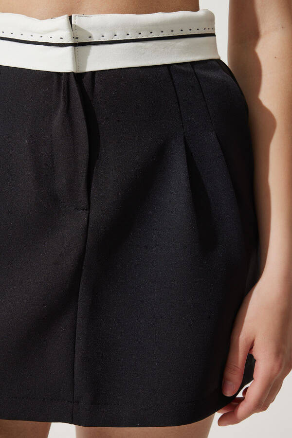 Woman Black Contrast Trim Knit Skirt UB00272 - 5