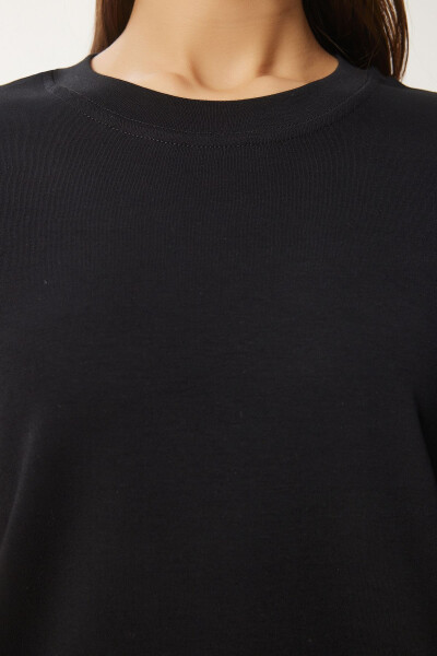 Woman Black Cotton Basic Knitted T-Shirt AG00001 - 4