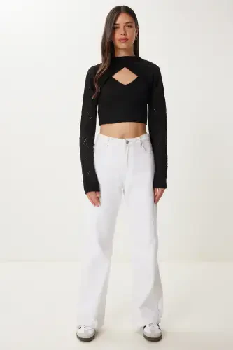 Woman Black Turtleneck Knit Tank Crop Set MT00153-Black - 4