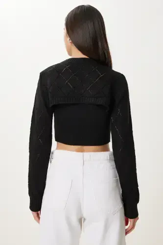 Woman Black Turtleneck Knit Tank Crop Set MT00153-Black - 7