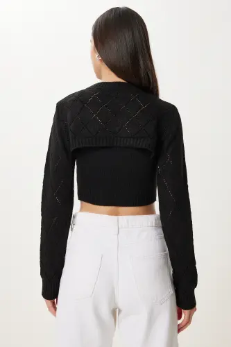 Woman Black Turtleneck Knit Tank Crop Set MT00153-Black - 7