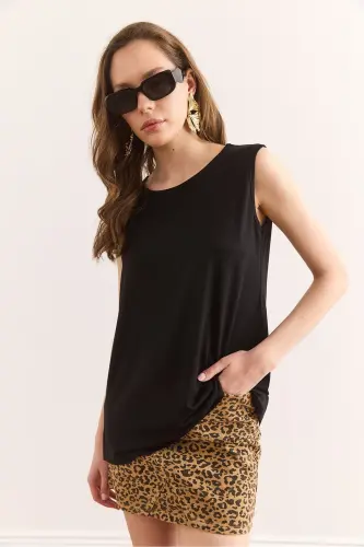 Woman Black Turtleneck Long Sleeveless Knitted Viscose - 3