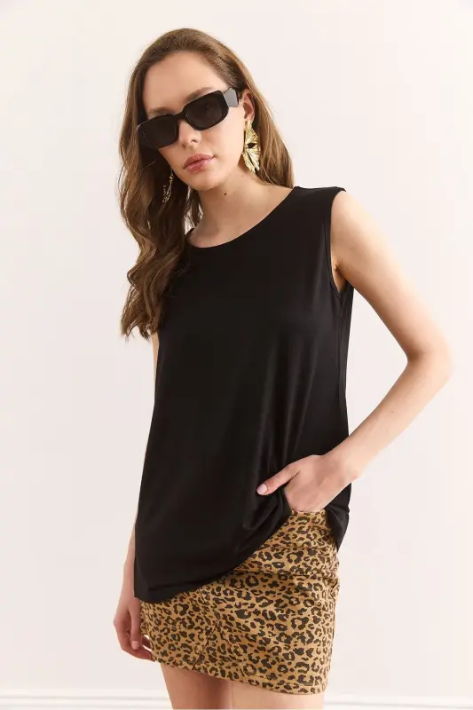 Woman Black Turtleneck Long Sleeveless Knitted Viscose - 3