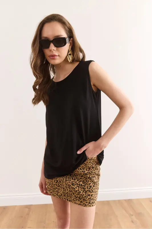 Woman Black Turtleneck Long Sleeveless Knitted Viscose - 4