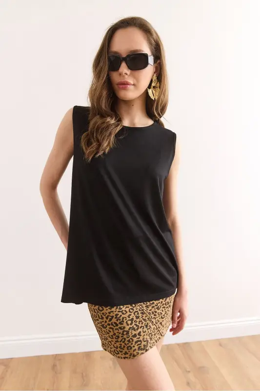 Woman Black Turtleneck Long Sleeveless Knitted Viscose - 6