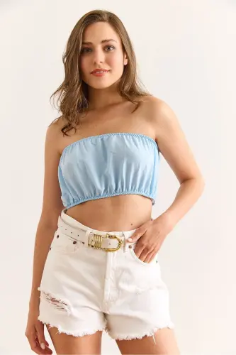 Woman Blue Bustier Versatile Pan - OLALOOK (1)