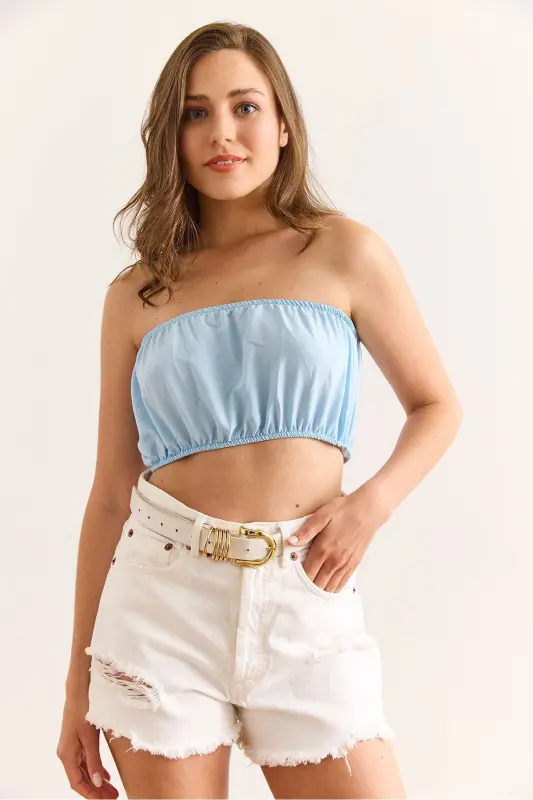 Woman Blue Bustier Versatile Pan - 2