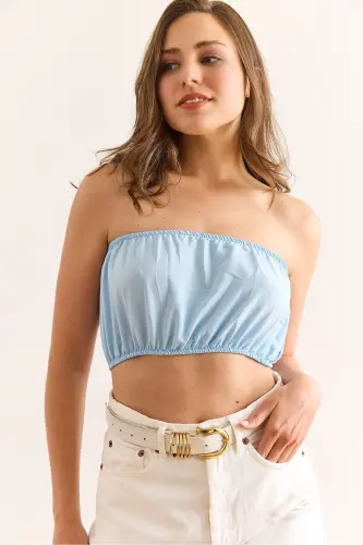 Woman Blue Bustier Versatile Pan - 3