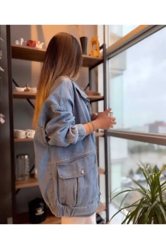 Woman Blue Denim Jacket-BLUE - 2