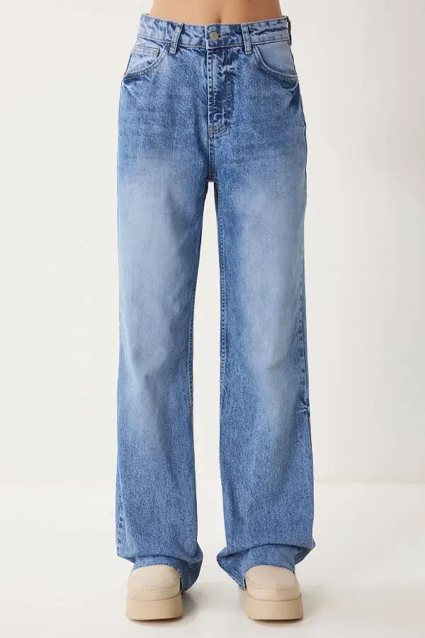 Woman Blue High Waist Wide Leg Jeans FN03425 - 5