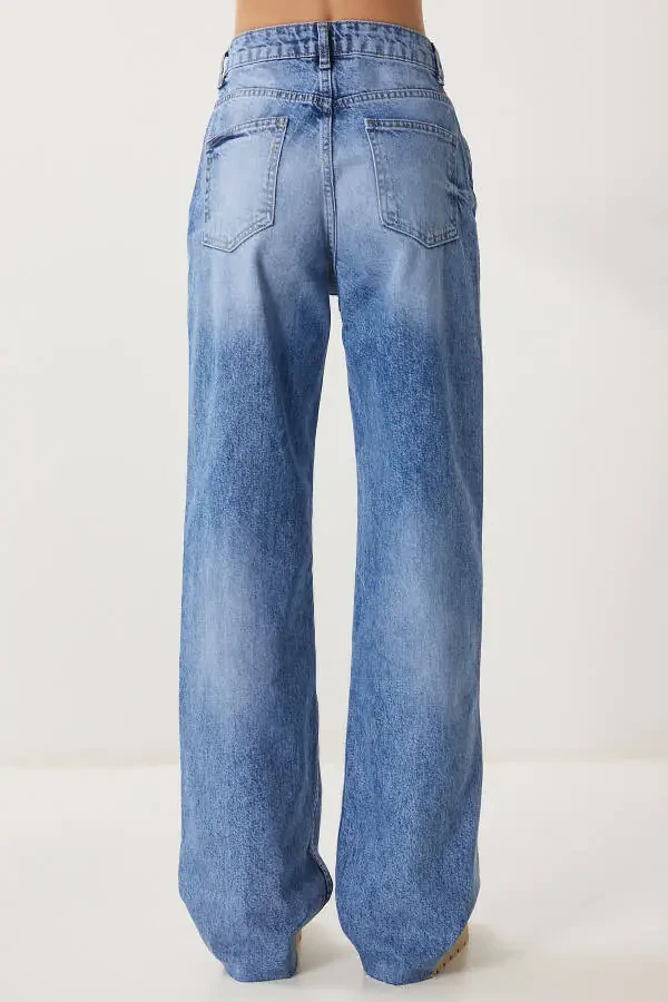 Woman Blue High Waist Wide Leg Jeans FN03425 - 7