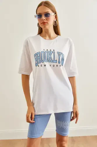 Woman Blue Printed Leggings T-Shirt Set TKM-19000301- - 5