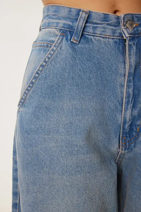 Woman Blue Wash Baggy Jean OK00064-Blue - 5