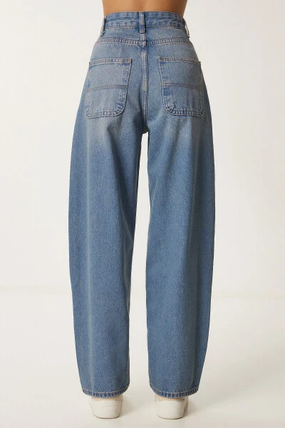 Woman Blue Wash Baggy Jean OK00064-Blue - 6