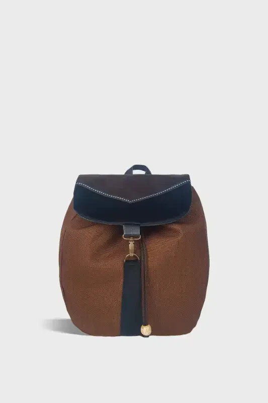 Woman Brown Black Handmade Backpack-BrownBlack - 1