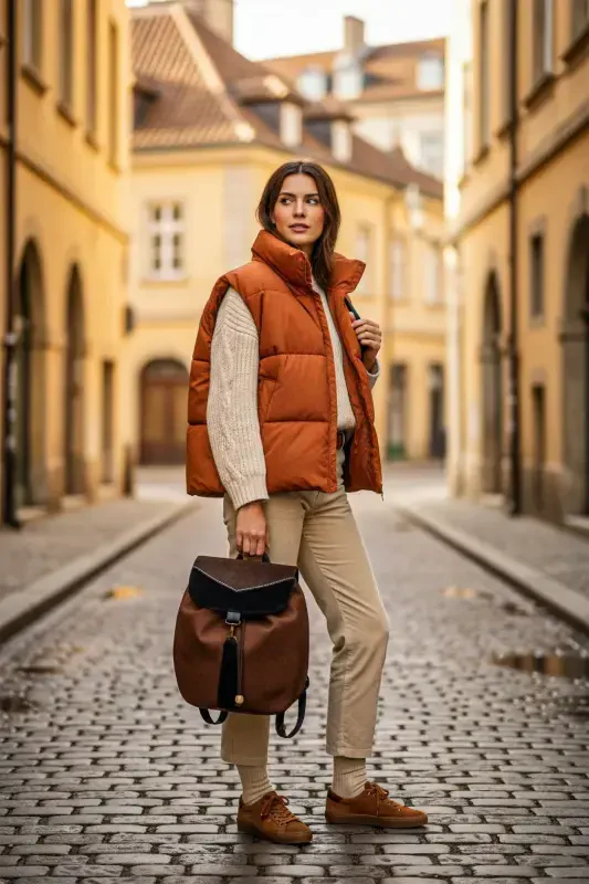 Woman Brown Black Handmade Backpack-BrownBlack - 2