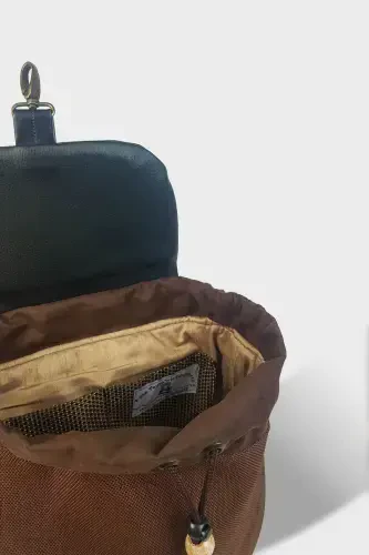 Woman Brown Black Handmade Backpack-BrownBlack - 5