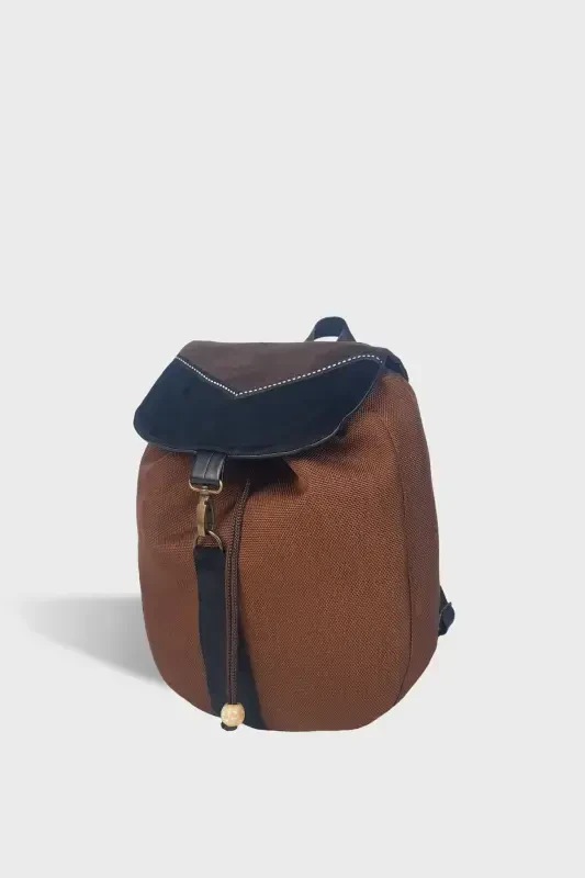 Woman Brown Black Handmade Backpack-BrownBlack - 6