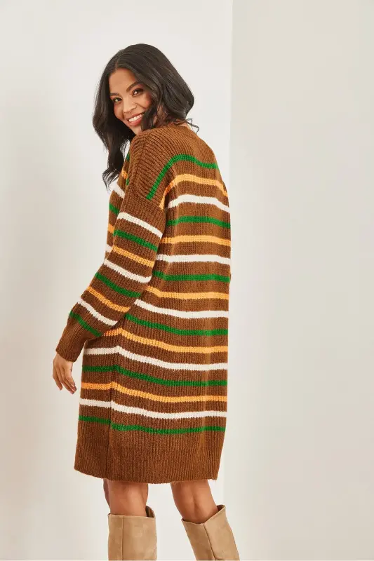 Woman Brown Colored Striped Soft Textured Tri - 3