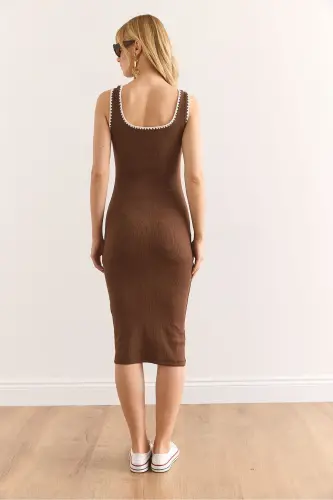 Woman Brown Stitch Detailed Soft Textured Flexible - 6