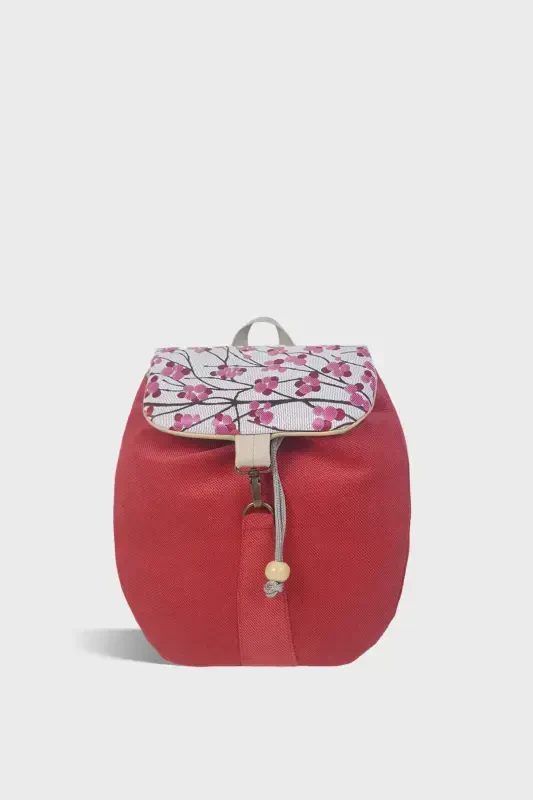 Woman Cherry Blossom Handmade Backpack-CherryBlossom - AYŞE TEYZE'NIN ÇANTALARI