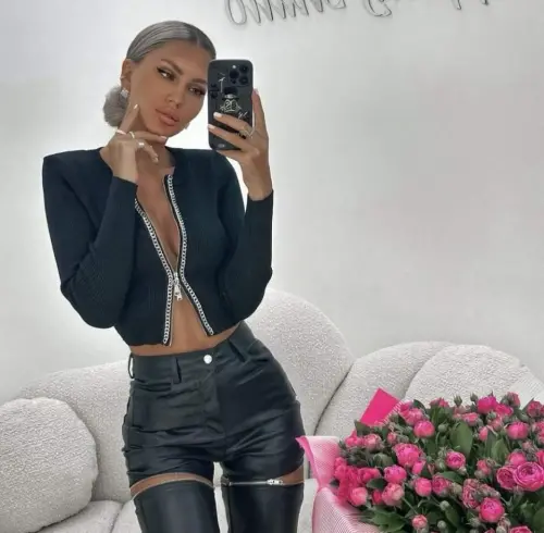 Woman Corset Fabric Chain Detailed Double Zippered Opportunity Product Blouse - BÜYÜKBEDENIZ (1)