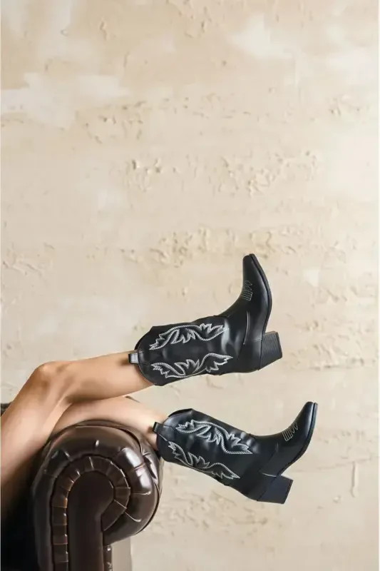 Woman Cowboy Boot-Black TAIM - 4