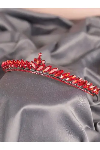 Woman Crown Bride Henna and Engagement Crown Thin Shuttle Stone Bride Henna Crown – Other Hair Accessories-RED 