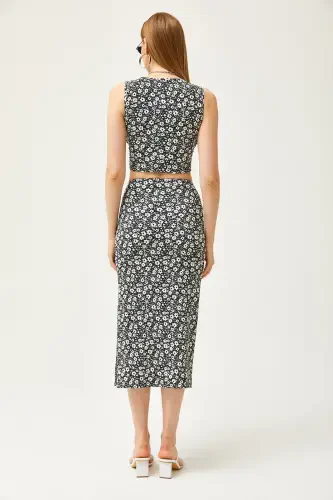 Woman Daisy Black Top Blouse Bottom Skirt Knit Top Bottom - 6