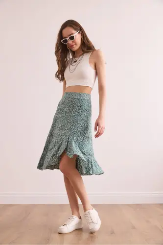 Woman Daisy Mint Green Ruffled Corduroy Oversize - 4