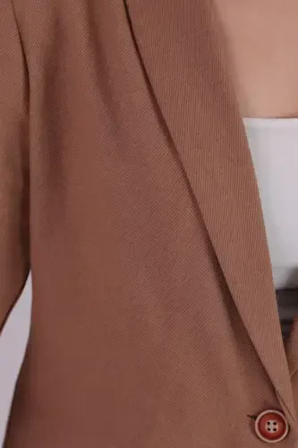 Woman Dark Mink Arm Lined Single Button Jacket ARM-22K001122-Dark Mink - armonika (1)