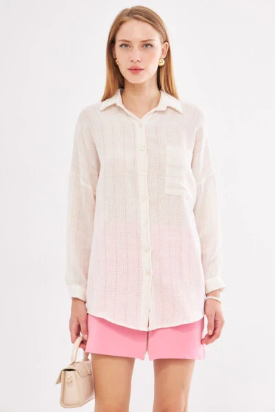 Woman Dusty Pink Long Sleeve Pocket Detail Back Pleated - ARMONIKA (1)