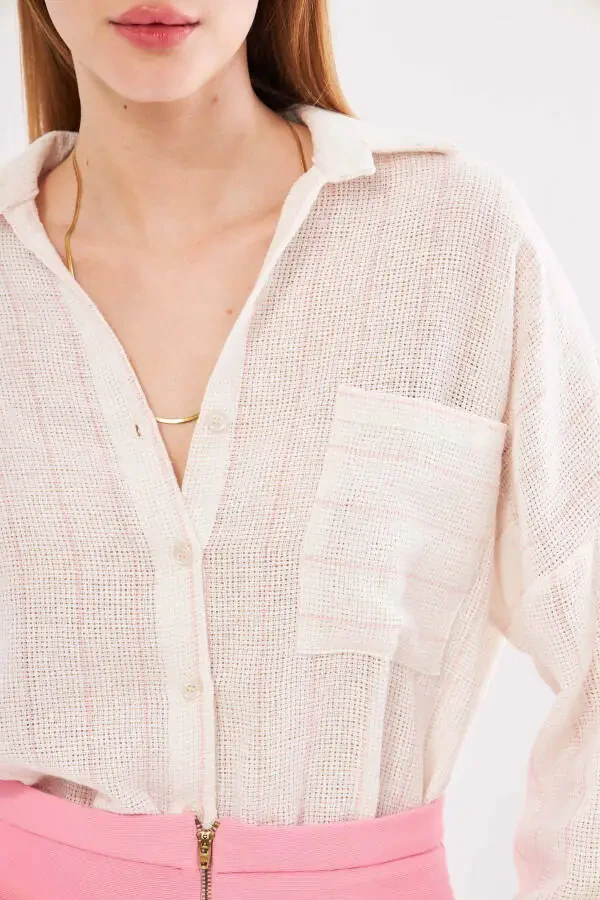 Woman Dusty Pink Long Sleeve Pocket Detail Back Pleated - 3